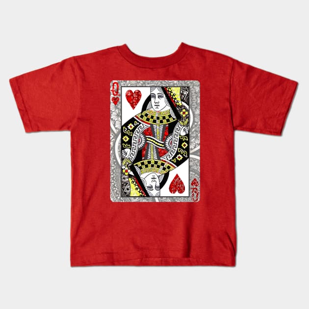 Queen of hearts Kids T-Shirt by Lamink